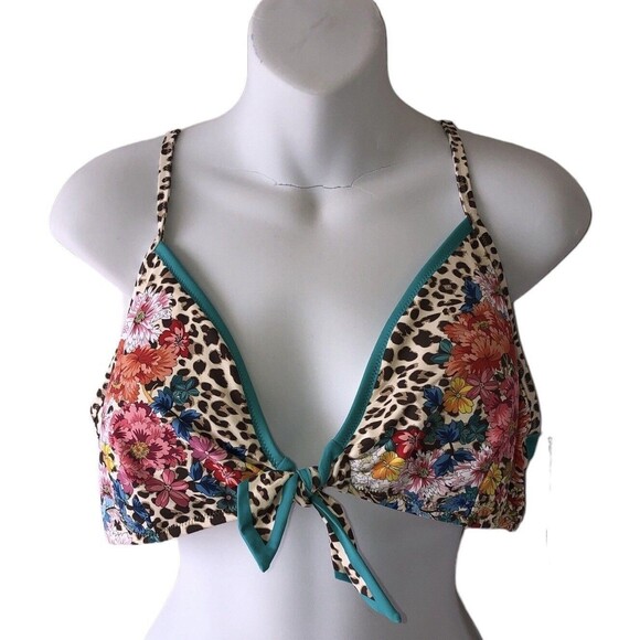 NWT Johnny Was Mia Front Tie Bikini Top Women's Size XXL - Picture 1 of 9